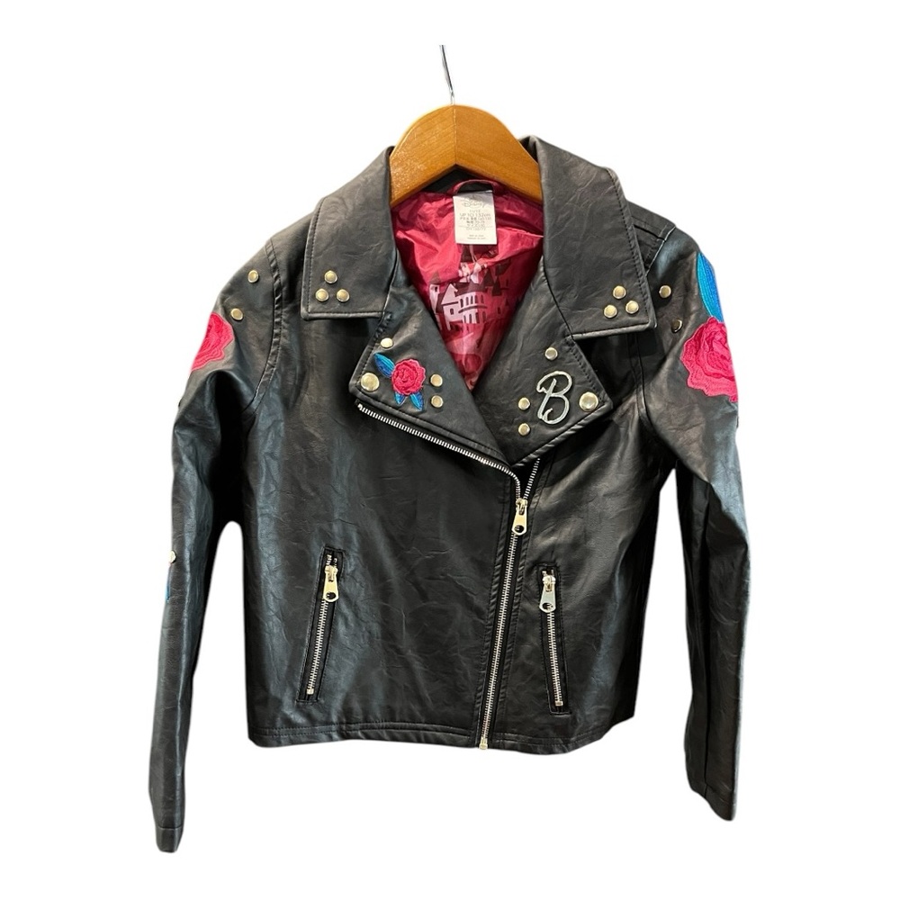 Disney Belle Faux Leather Moto Jacket Girls Size 11/12